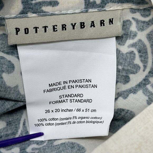 Pottery Barn Standard Pillow Shams Lucianna Medallion blue Damask Design Set 2 - Picture 4 of 4